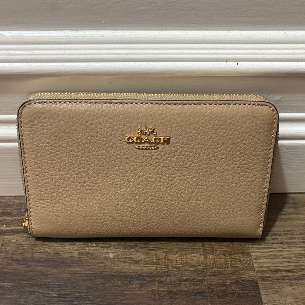 Coach Tan Leather Zip Wallet